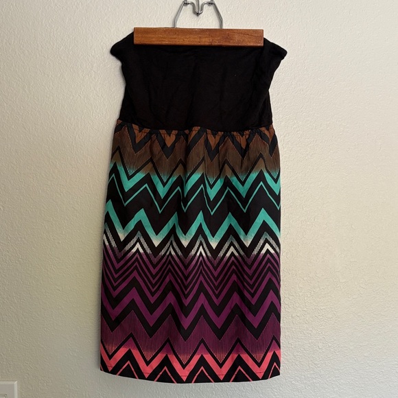 ROXY Mini Strapless Chevron Dress - Picture 1 of 4